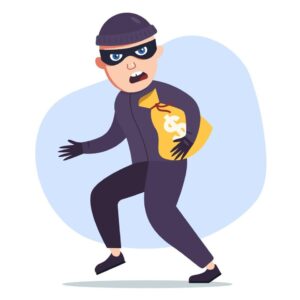 the-robber-stole-a-bag-of-money-the-criminal-sneaks-flat-character-illustration-vector